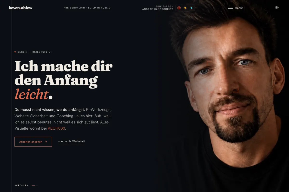 Die aktuelle Startseite von keven-ohlew.com