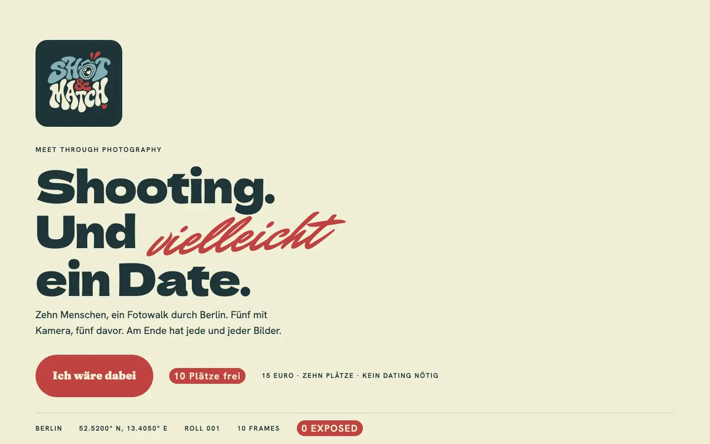Startseite von Shot & Match in voller Breite